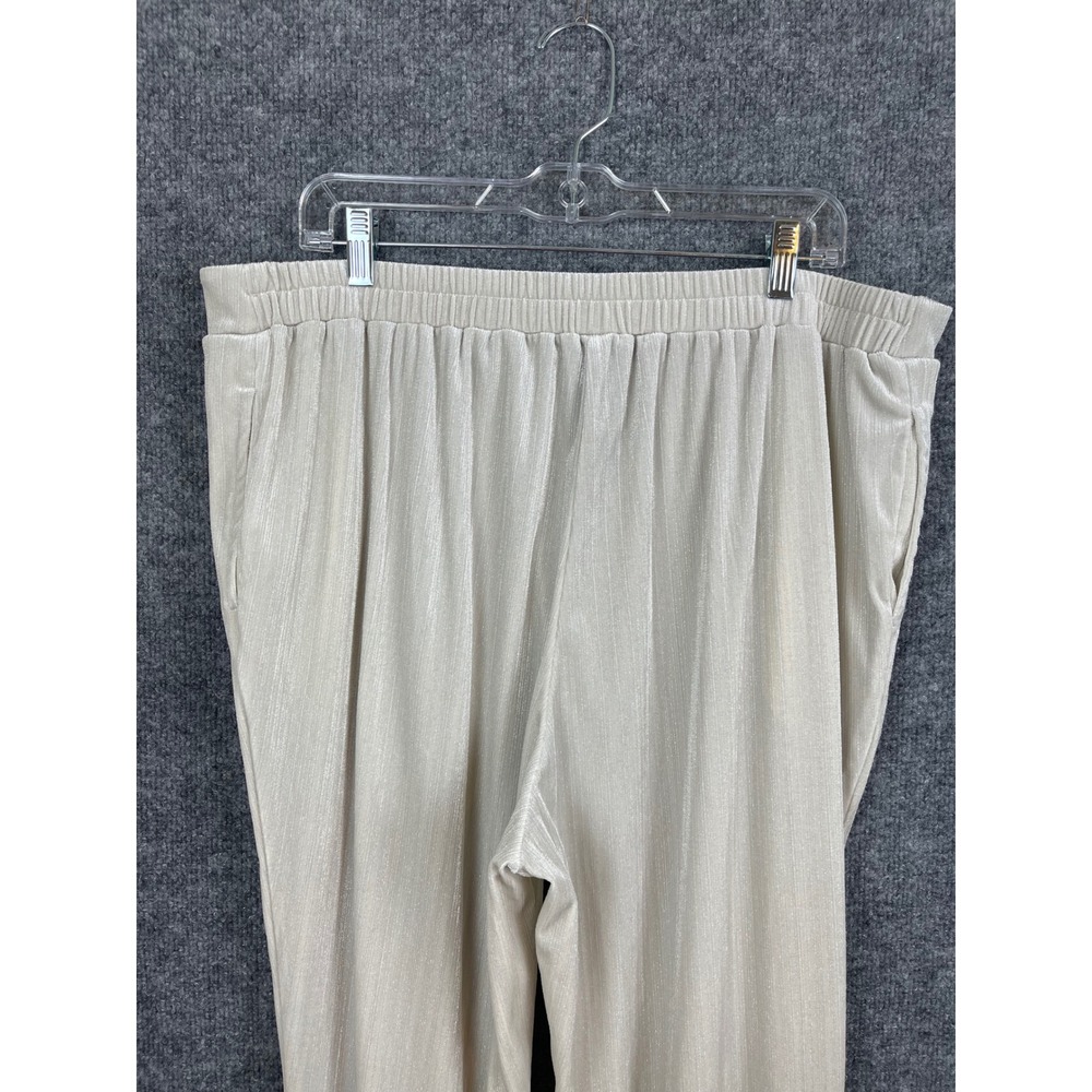 LuLaRoe Luxe Wide Leg Pants Womens XL Champagne Beige Excellent Shimmer Pleated - Picture 6 of 10